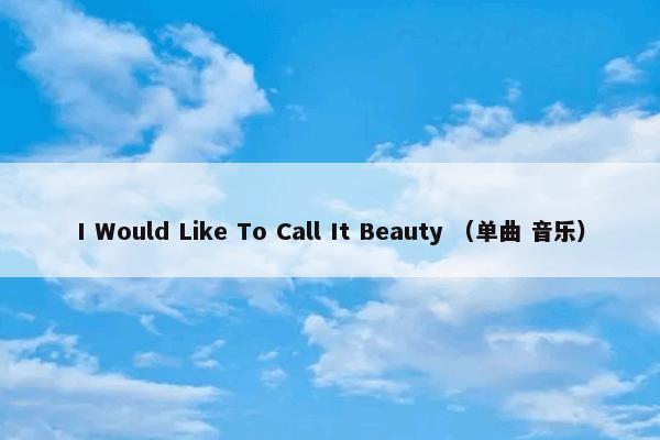 I Would Like To Call It Beauty （单曲 音乐）